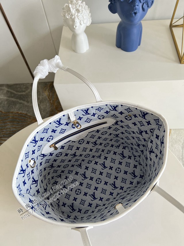 LV專櫃2023新款Neverfull MM包字母包 M46220藍 路易威登LV Match系列購物袋女包 dn1070